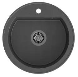 Quadri Norwich Anthracite Granite Round Sink 51 cm Above Counter - 1208956316