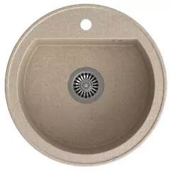 Quadri Norwich Beige Sand Granite Round Sink 51 cm Above-Counter - 1208956317