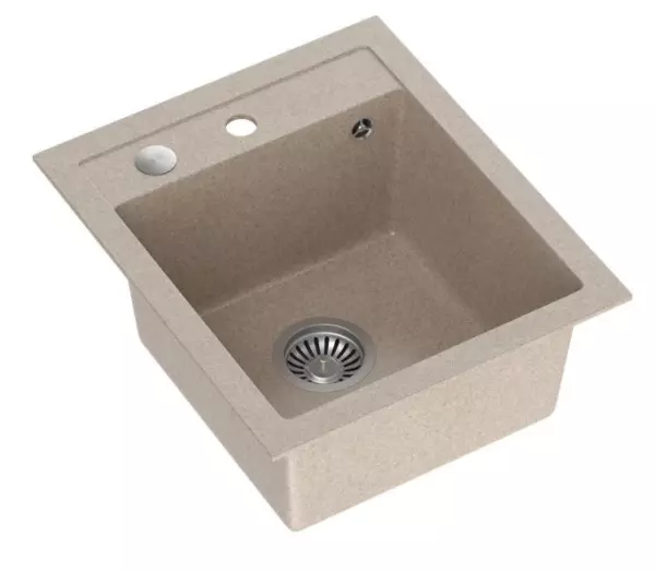 Quadri London granite sand beige sink 43x50 cm with tap hole 1208956319