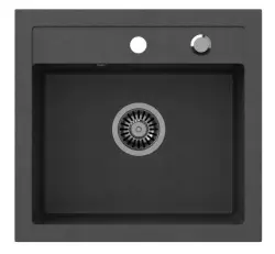 Quadri London granite anthracite sink 50x47 cm with tap hole inset 1208956320