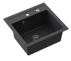 Quadri London granite anthracite sink 50x47 cm with tap hole inset 1208956320