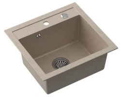 Quadri London granite sand beige sink 50x47 cm with tap hole inset 1208956321