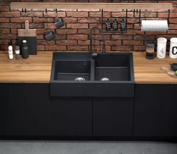 Quadri Minister Double Sink sink anthracite country model 90x62cm 1208956322