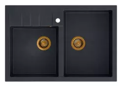 Quadri Minister Double Sink sink anthracite country model 90x62cm with copper plugs 1208956324