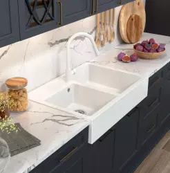 Quadri Minister Double Sink sink white country model 90x62cm 1208956327