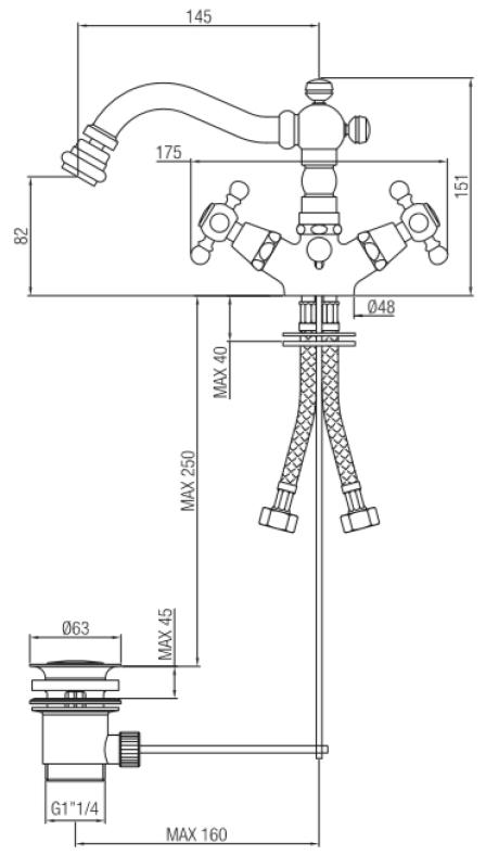 PB Classic bidet mixer 145 mm spout Bronze