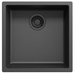 Black sink 40x40cm drop-in mounted undermount flush-mounted with black waste 1208956391