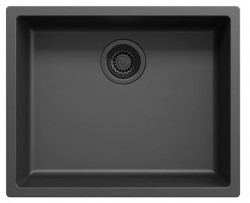 Black sink 50x40cm drop-in mounted undermount flush-mounted with black waste 1208956396