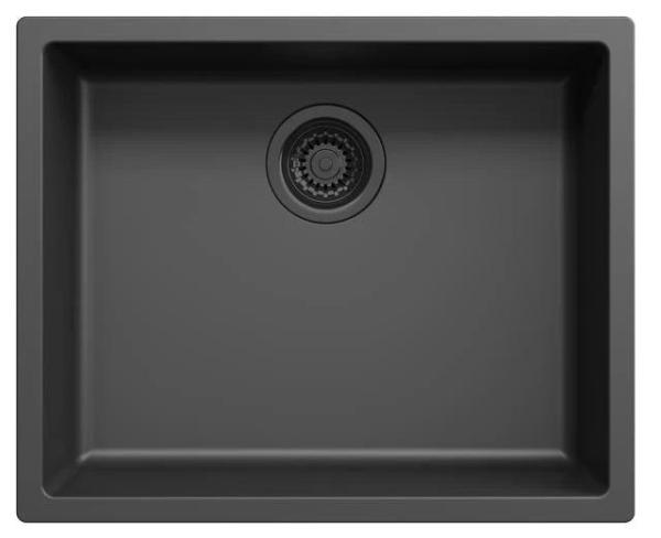 Black sink 50x40cm drop-in mounted undermount flush-mounted with black waste 1208956396