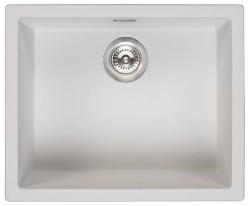 White sink 50x40cm undermount inset and flush-mounted with stainless steel plug 1208956397