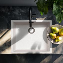 Sand cream sink 50x40cm undermount inset and flush-mounted with stainless steel plug 1208956399