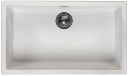 White large sink 70x40cm undermount inset and flush-mounted with stainless steel plug 1208956402