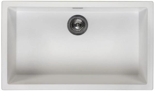 White large sink 70x40cm undermount inset and flush-mounted with stainless steel plug 1208956402