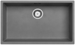 Concrete grey large sink 70x40cm undermount inset and flush-mounted with stainless steel plug 1208956403