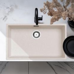 Sand cream large sink 70x40cm undermount inset and flush-mounted with stainless steel plug 1208956404