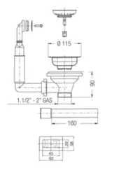 PB classic chrome drain set with overflow for kitchen sink and basket strainer chrome lockable 1208956480