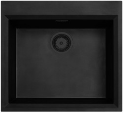 Black inset sink 58x53cm with tap hole bench with black plug 1208956761