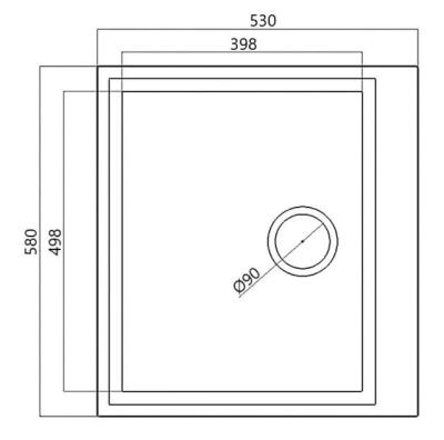 Black inset sink 58x53cm with tap hole bench with black plug 1208956761