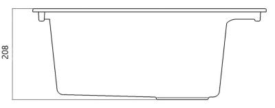 Concrete grey inset sink 58x53cm with tap hole bench with stainless steel plug 1208956771