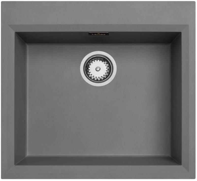 Concrete grey inset sink 58x53cm with tap hole bench with stainless steel plug 1208956771