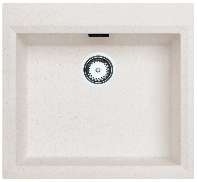 Sand cream inset sink 58x53cm with tap hole bench with stainless steel plug 1208956773