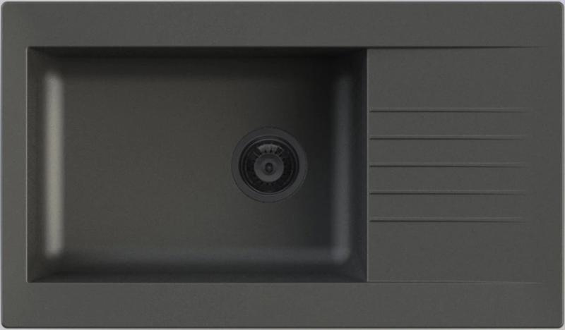 Ausmann Fibre large black plastic sink reversible with drainer inset 86x50 cm with black plug 1208956781