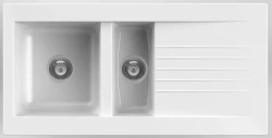 Ausmann Fibre 1.5 white plastic sink reversible with drainer inset 100x50 cm 1208956786