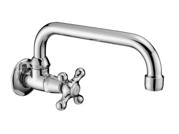 PB Classic wall washbasin tap with star handle cold water and swivel spout chrome 1208956894