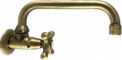 PB Classic wall washbasin tap with star handle cold water and swivel spout bronze 1208956897