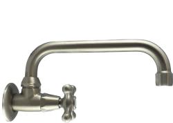 PB Classic wall washbasin tap with star handle cold water and swivel spout stainless steel 1208956898