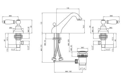PB classic tap 3 hole low-flow sink faucet White levers Chrome 1208956906