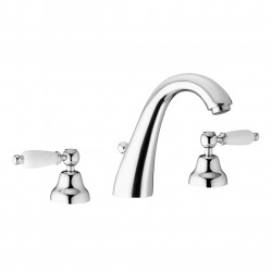 PB classic tap 3 hole high sink faucet White levers stainless steel 1208956909