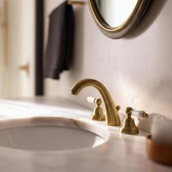 PB classic tap 3-trous robinet de lavabo haut Leviers blancs couleur bronze 1208956910