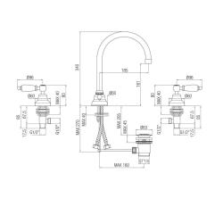 PB classic tap 3 hole high sink faucet White levers with round spout Chrome 1208956912