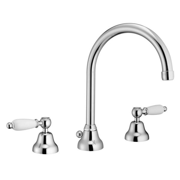 PB classic tap 3 hole high sink faucet White levers with round spout Chrome 1208956912