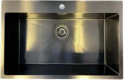 Ausmann Turt large gun metal sink pvd anthracite PVD 790x505mm with tap hole below undermount flush-mount and inset 1208956940