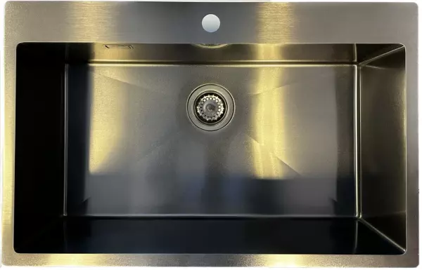 Ausmann Turt large gun metal sink pvd anthracite PVD 790x505mm with tap hole below undermount flush-mount and inset 1208956940