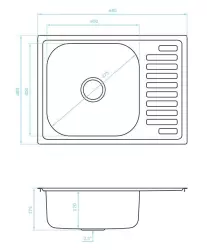 Ausmann Basic stainless steel inset sink with drainer reversible 64x48 cm including siphon 1208956968