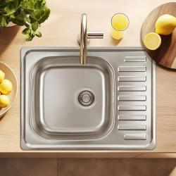 Ausmann Basic stainless steel inset sink with drainer reversible 64x48 cm including siphon 1208956968