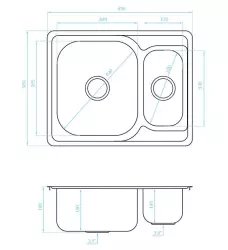 Ausmann Basic stainless steel 1.5 inset sink reversible 63x50 cm including siphon 1208956969