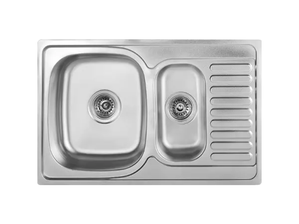 Ausmann Basic stainless steel 1.5 inset sink with drainer reversible 78x50 cm including siphon 1208956970