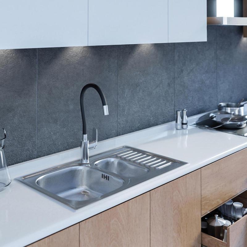 Ausmann Basic stainless steel 1.5 inset sink with drainer reversible 78x50 cm including siphon 1208956970