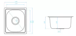 Ausmann Basic small stainless steel inset sink 33x38 cm including siphon 1208956972