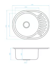 Ausmann Basic stainless steel inset sink with drainer reversible 57x45 cm including siphon 1208956973