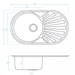 Ausmann Basic stainless steel inset sink with drainer reversible 74x44.5 cm including siphon 1208956974