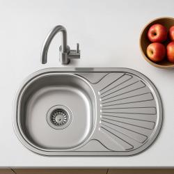 Ausmann Basic stainless steel inset sink with drainer reversible 74x44.5 cm including siphon 1208956974