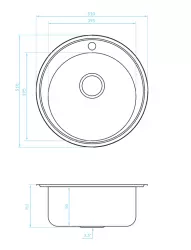 Ausmann Basic stainless steel inset round sink with tap hole 51 cm including siphon 1208956976