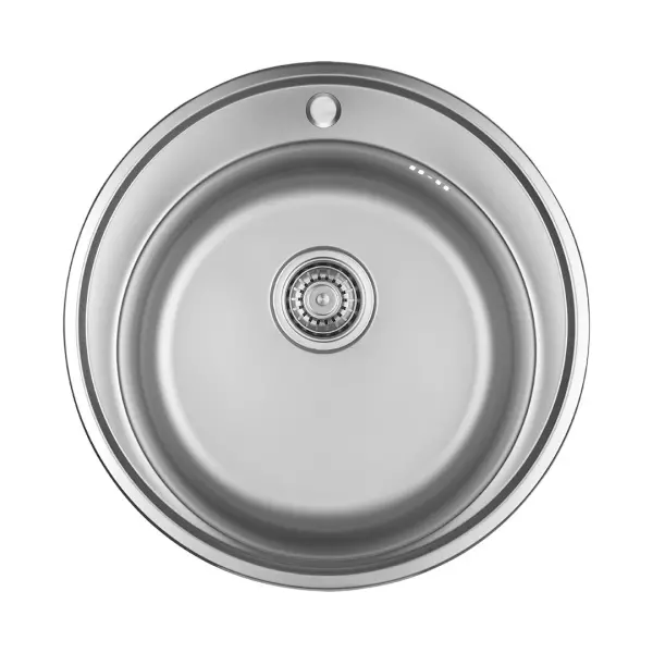 Ausmann Basic stainless steel inset round sink with tap hole 51 cm including siphon 1208956976