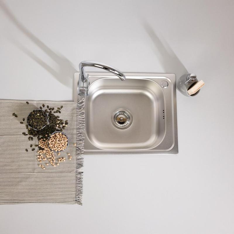 Ausmann Basic linen pattern stainless steel inset sink 50x40 cm including siphon 1208956977