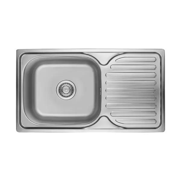 Ausmann Basic stainless steel inset sink with drainer reversible 76x42 cm including siphon 1208956978